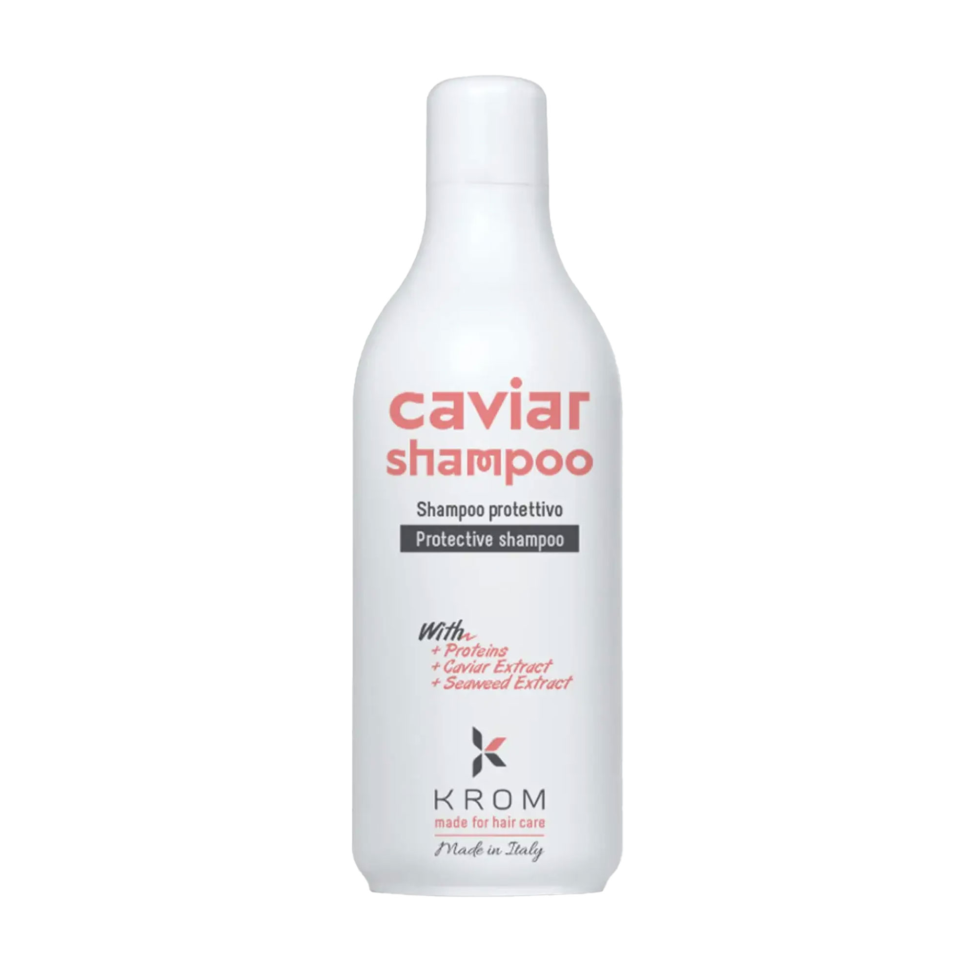 Захисний шампунь для волосся Krom Caviar Shampoo з протеїнами, екстрактом ікри, екстрактом морських водоростей, 1 л